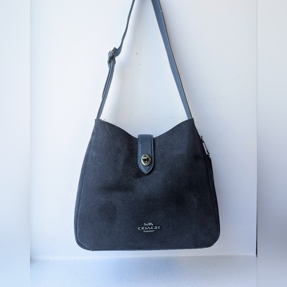 New Coach Hadley Bag Blue Suede